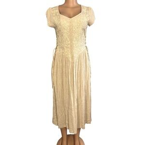 Some Times Cream Boho Embroidered Corset Style Dress